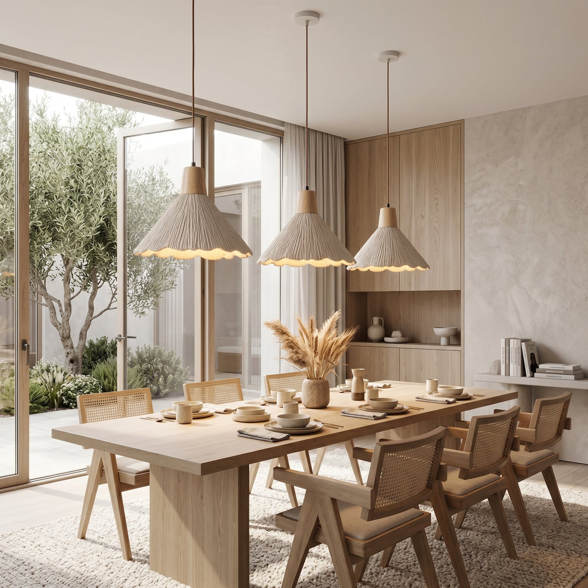 Natural Glow | Pendant Light with Textured Shade & Adjustable Height | Stylish Kitchen Pendant Lighting for Warm Ambiance 2