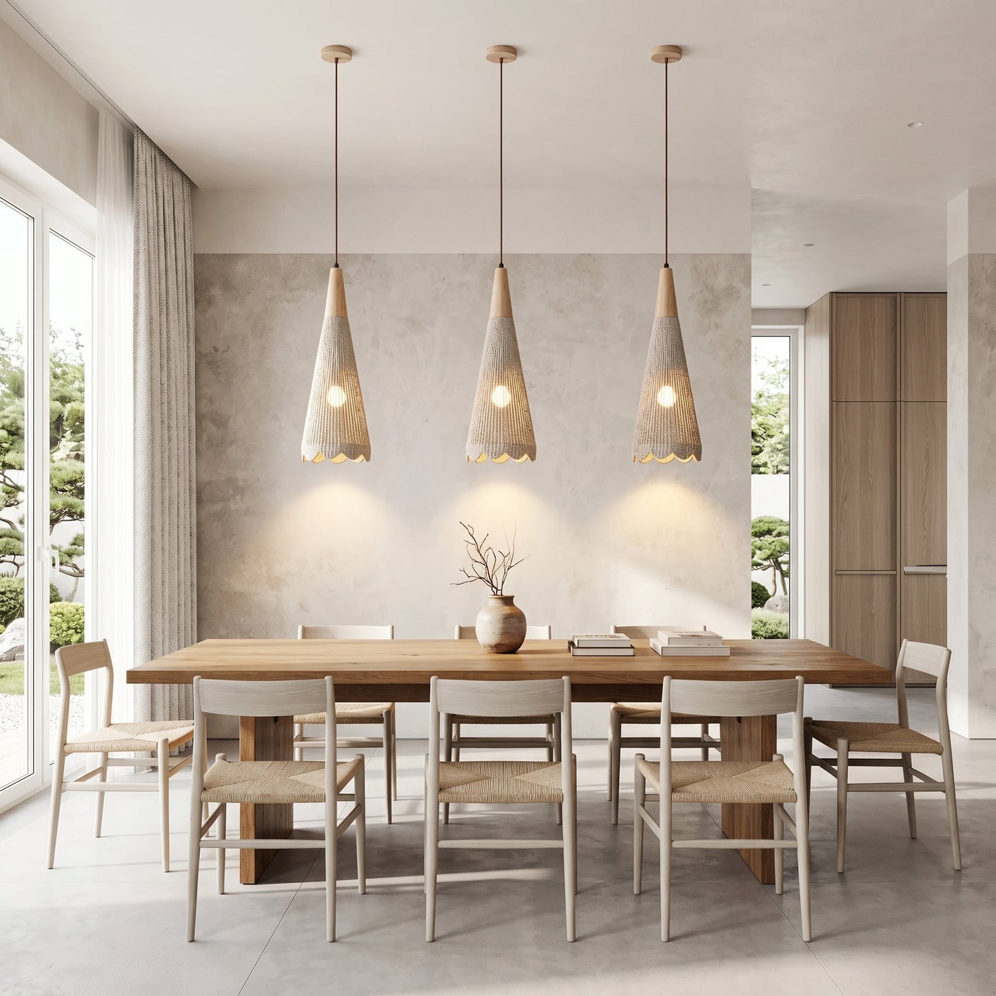Natural Glow | Pendant Light with Textured Shade & Adjustable Height | Stylish Kitchen Pendant Lighting for Warm Ambiance 3