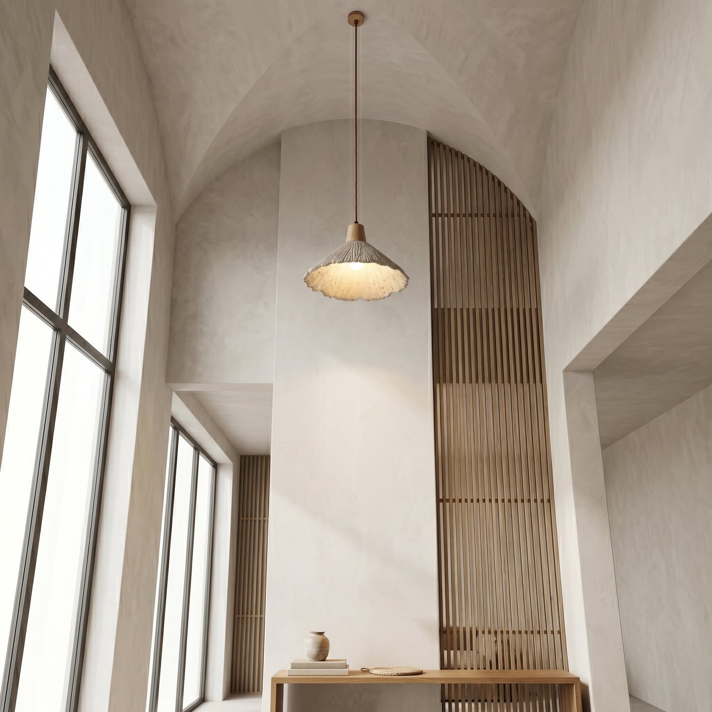 Natural Glow | Pendant Light with Textured Shade & Adjustable Height | Stylish Kitchen Pendant Lighting for Warm Ambiance 4
