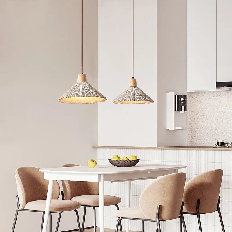 Natural Glow | Pendant Light with Textured Shade & Adjustable Height | Stylish Kitchen Pendant Lighting for Warm Ambiance 5