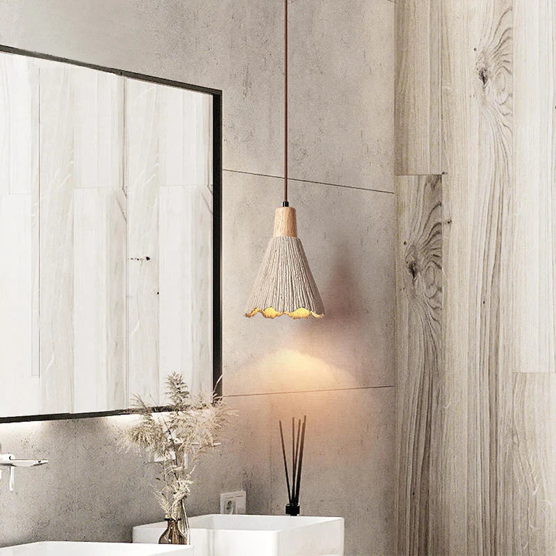 Natural Glow | Pendant Light with Textured Shade & Adjustable Height | Stylish Kitchen Pendant Lighting for Warm Ambiance 8