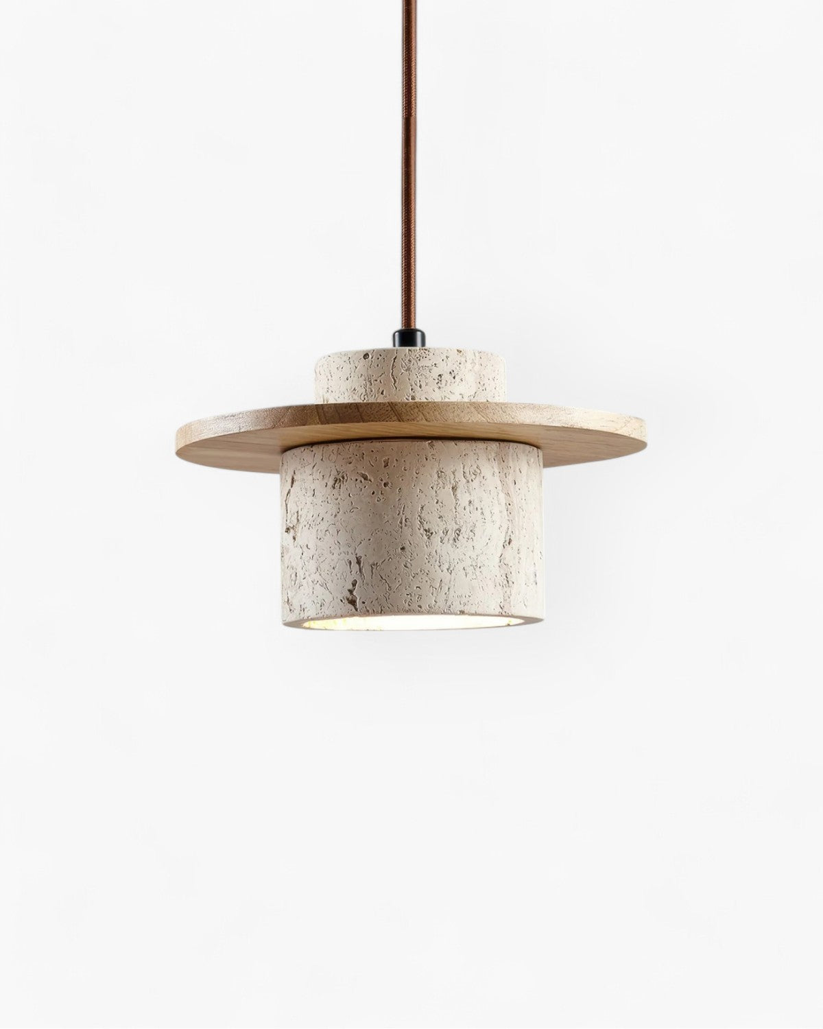 Natural Stone Pendant Light with Walnut Accent | Unique Kitchen Island Lighting for Warm Ambiance 6