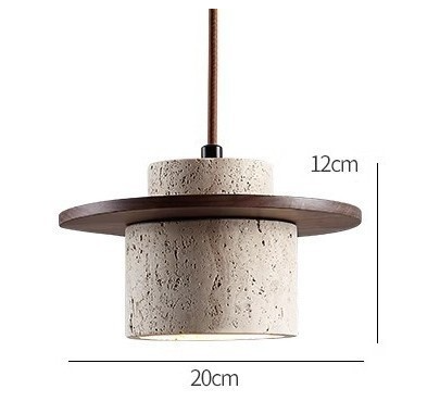 Natural Stone Pendant Light with Walnut Accent | Unique Kitchen Island Lighting for Warm Ambiance 7