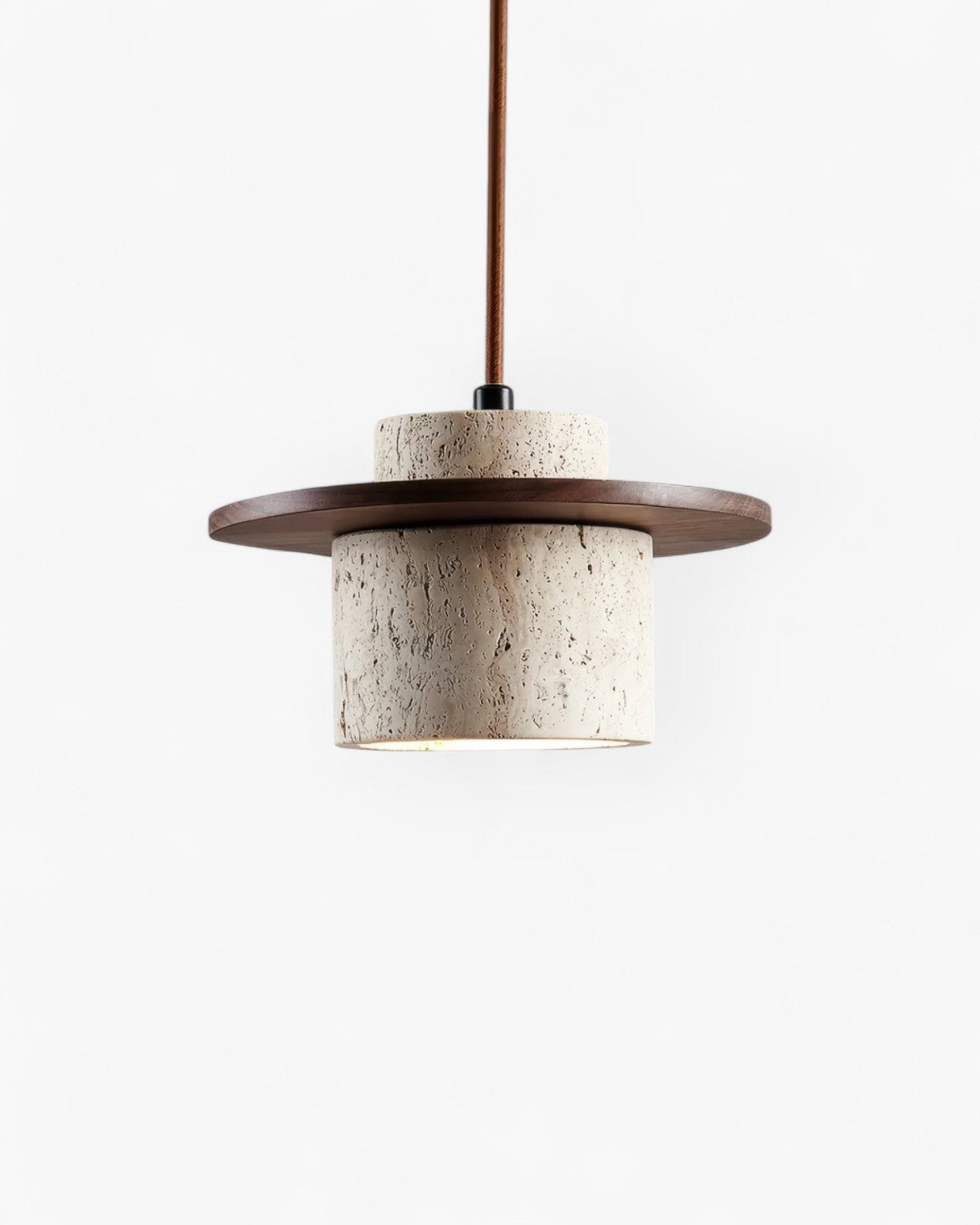 Natural Stone Pendant Light with Walnut Accent | Unique Kitchen Island Lighting for Warm Ambiance 8