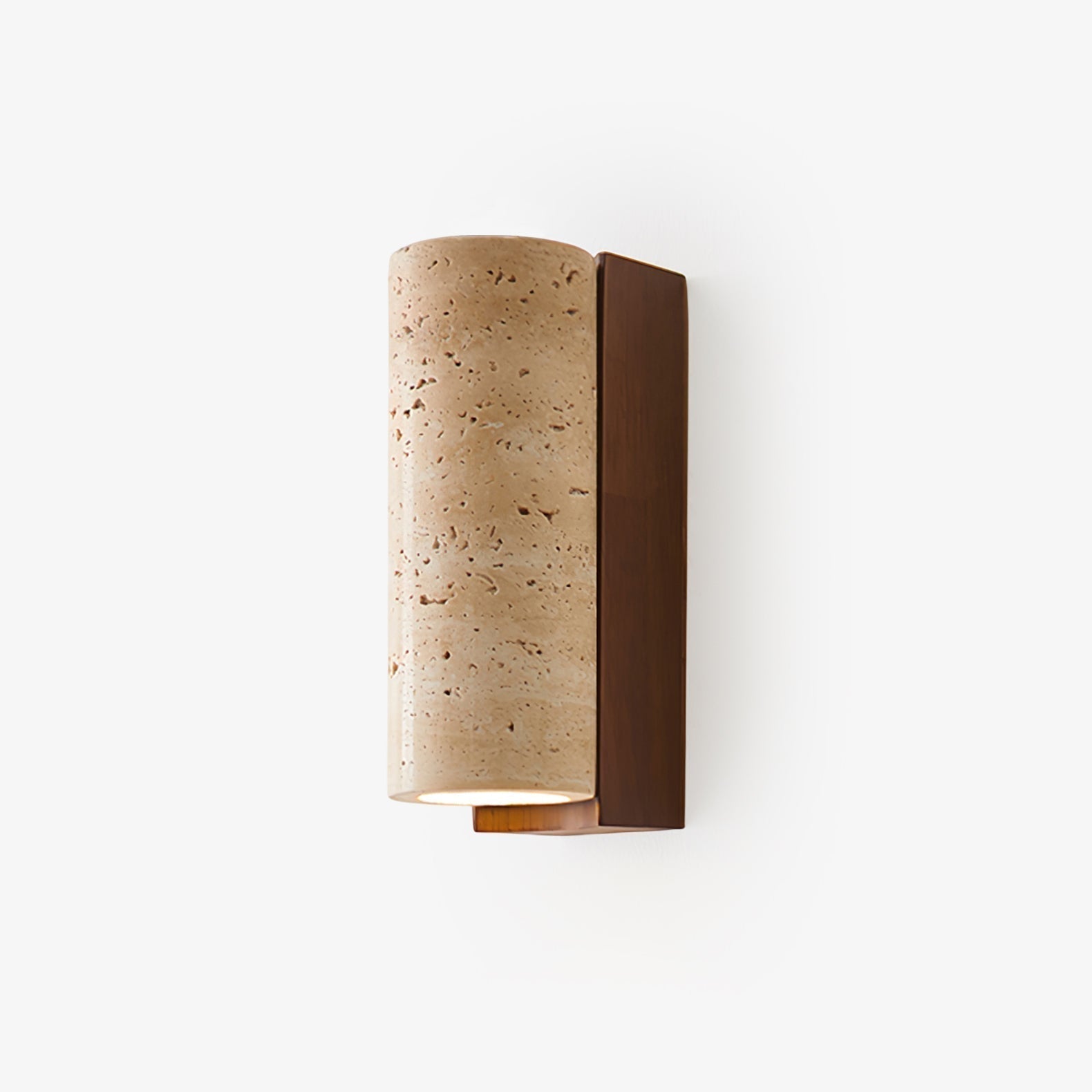 Natural Travertine Wall Lamp with Warm Wood Accents | Elegant Wall Lights for Serene Bedroom and Hallway Lighting 1