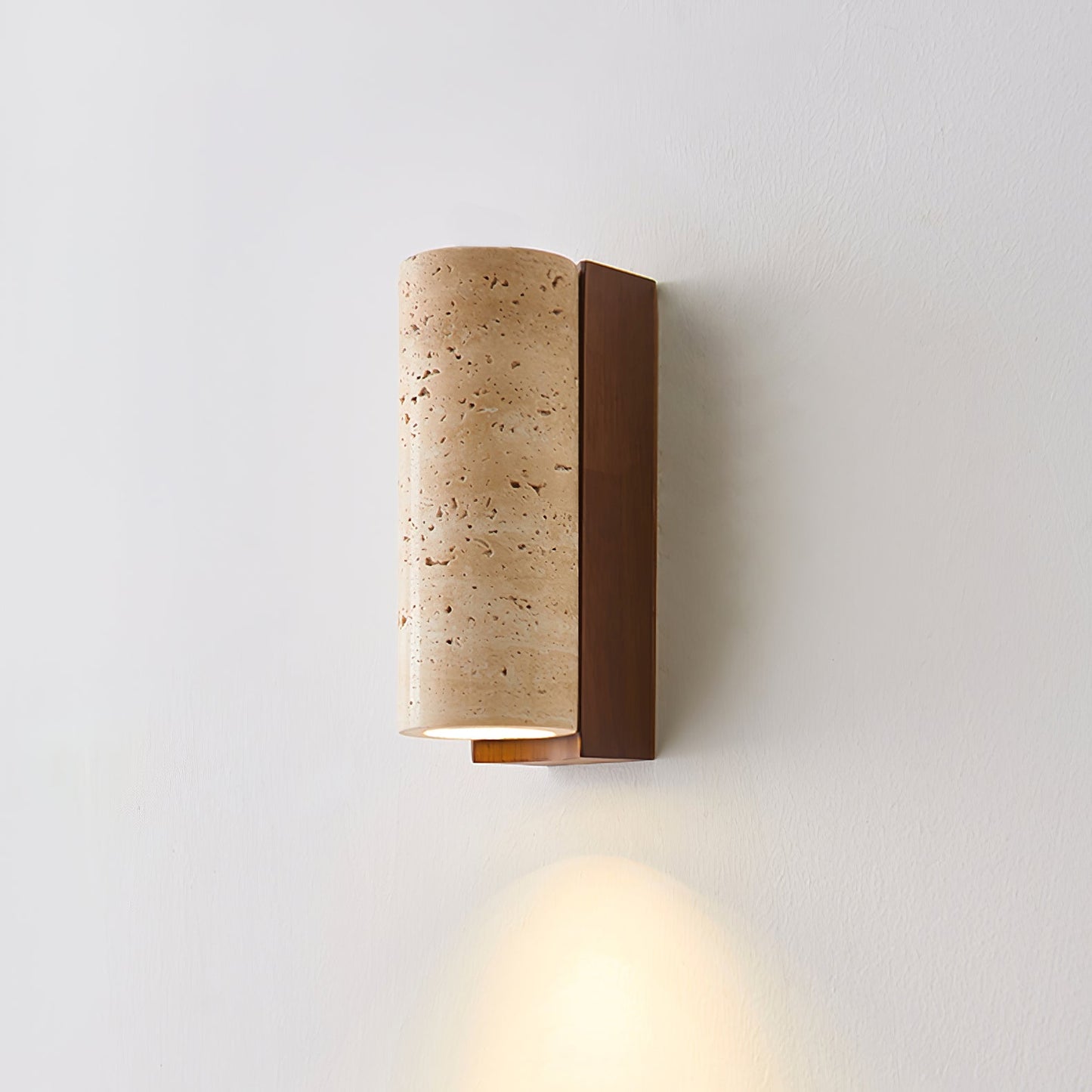 Natural Travertine Wall Lamp with Warm Wood Accents | Elegant Wall Lights for Serene Bedroom and Hallway Lighting 5