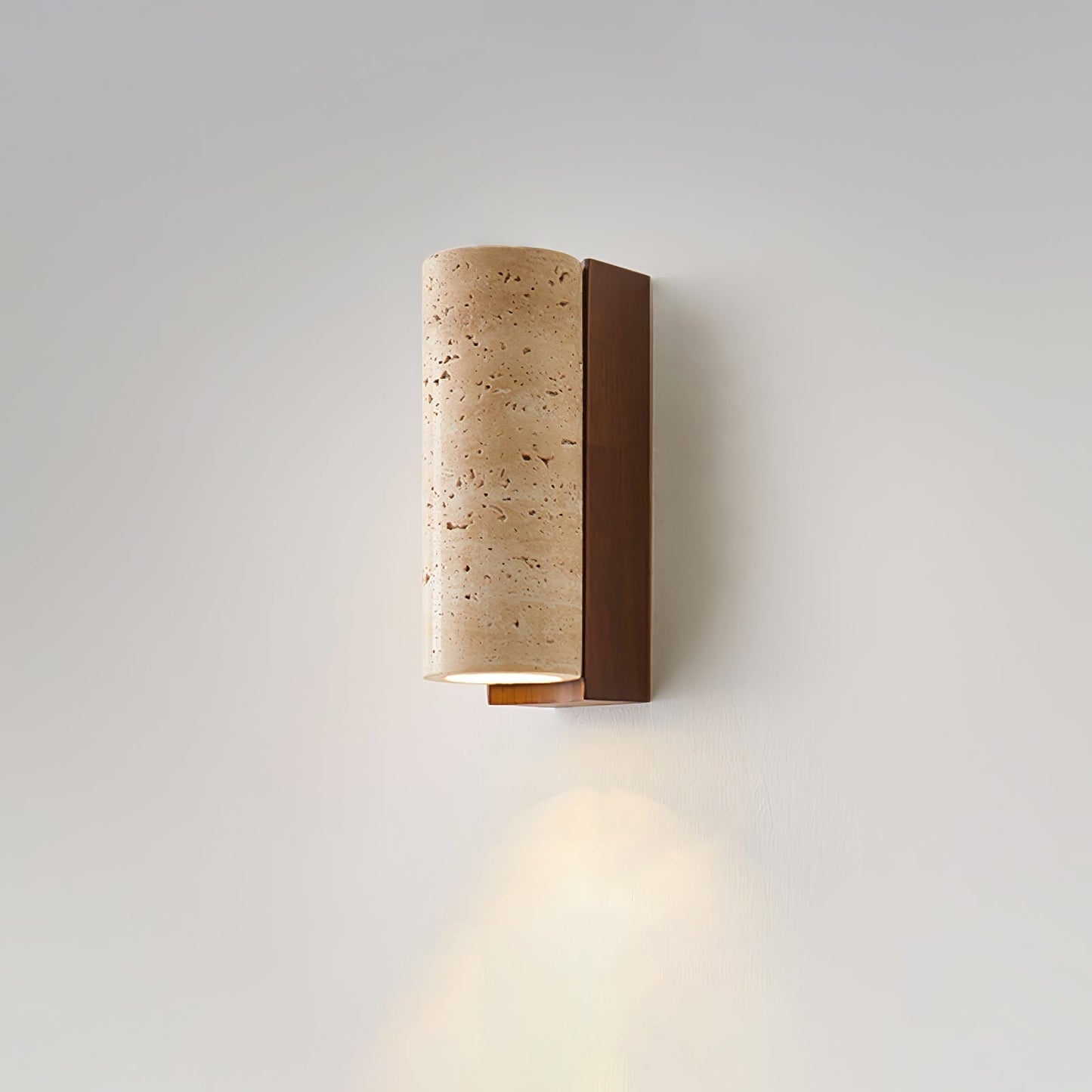 Natural Travertine Wall Lamp with Warm Wood Accents | Elegant Wall Lights for Serene Bedroom and Hallway Lighting 7