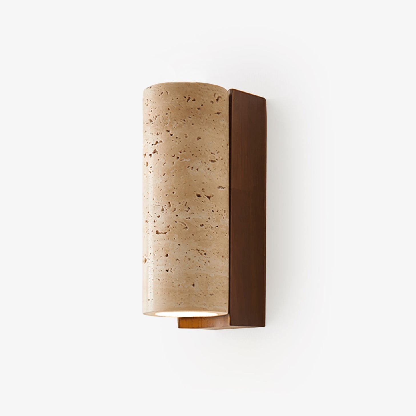 Natural Travertine Wall Lamp with Warm Wood Accents | Elegant Wall Lights for Serene Bedroom and Hallway Lighting 8