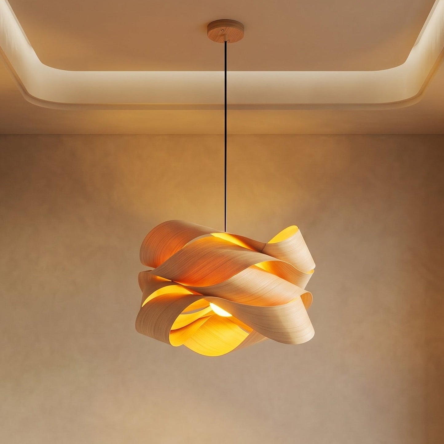 Natural Wood Dome Pendant Light Fixture with Soft Glow | Elegant Kitchen Pendant Lighting for Warm Ambiance 1