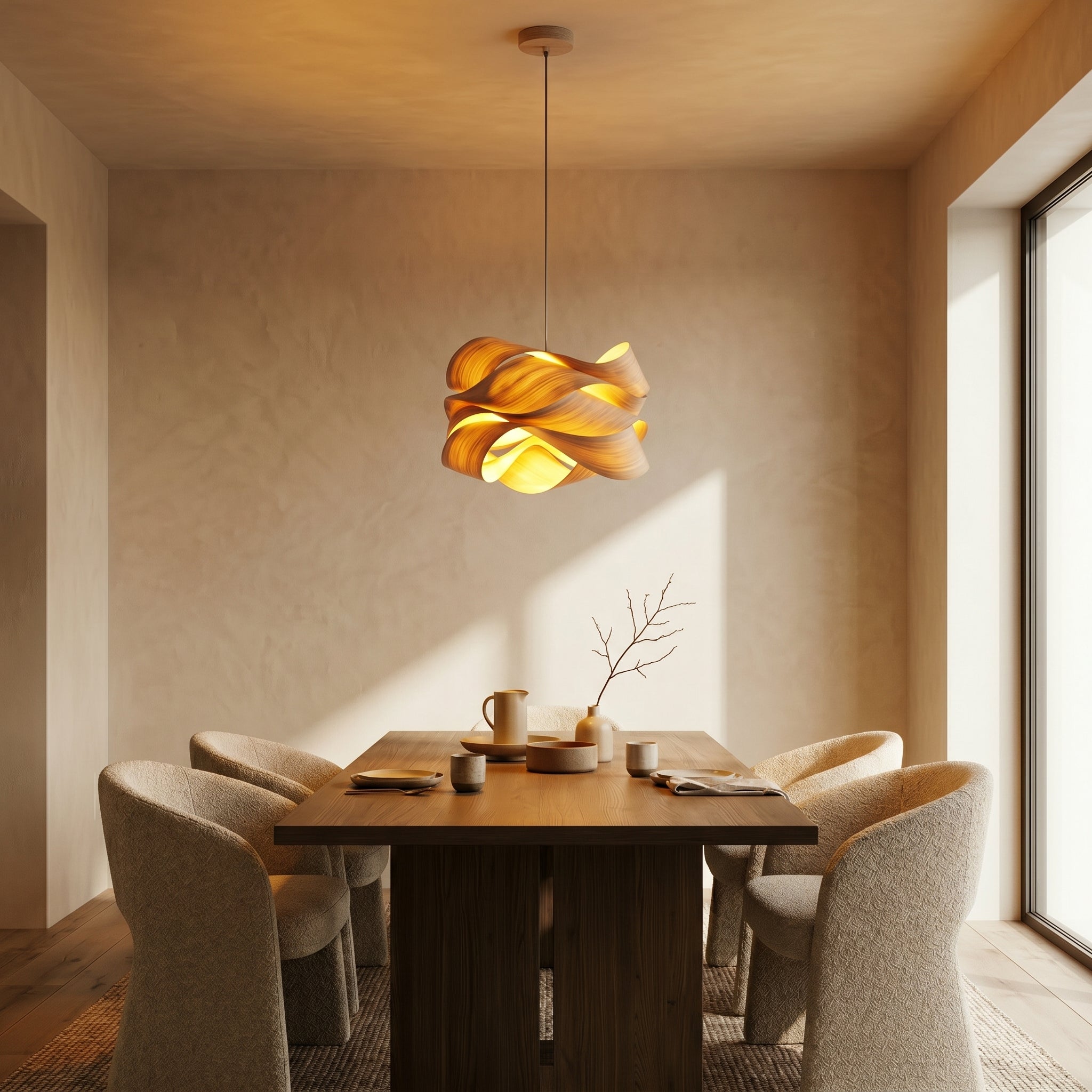 Natural Wood Dome Pendant Light | 2 Sizes