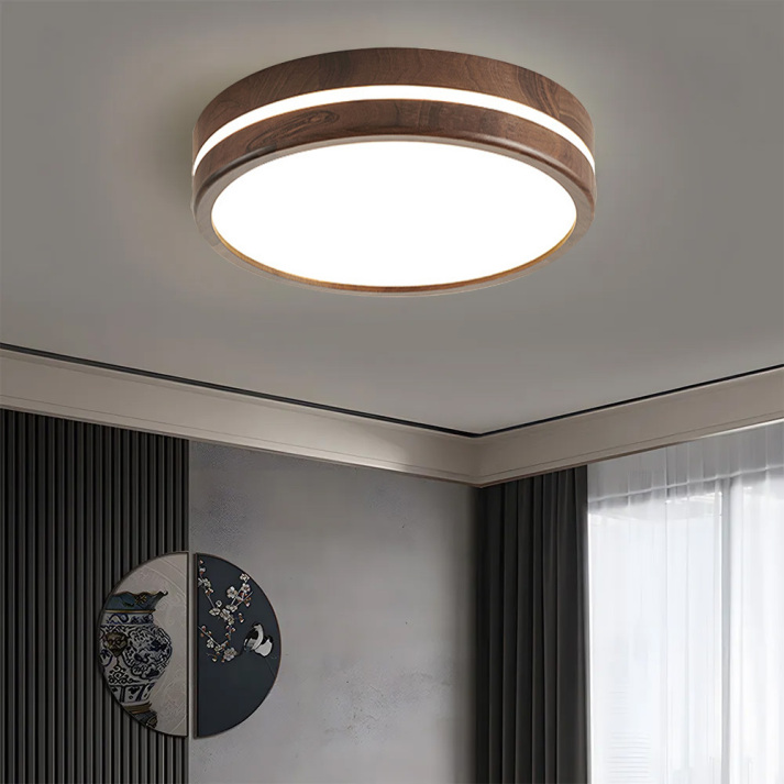 Naturalis | Elegant Minimalist Flush Mount Ceiling Light in Wood and Acrylic 2