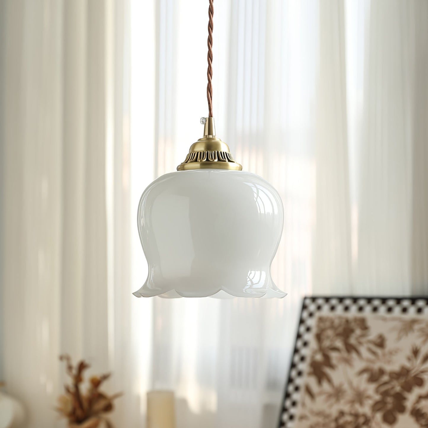 Nature's Glow | Pendant Lamp with Adjustable Height & Floral Design | Elegant Lighting for Serene Ambiance 0