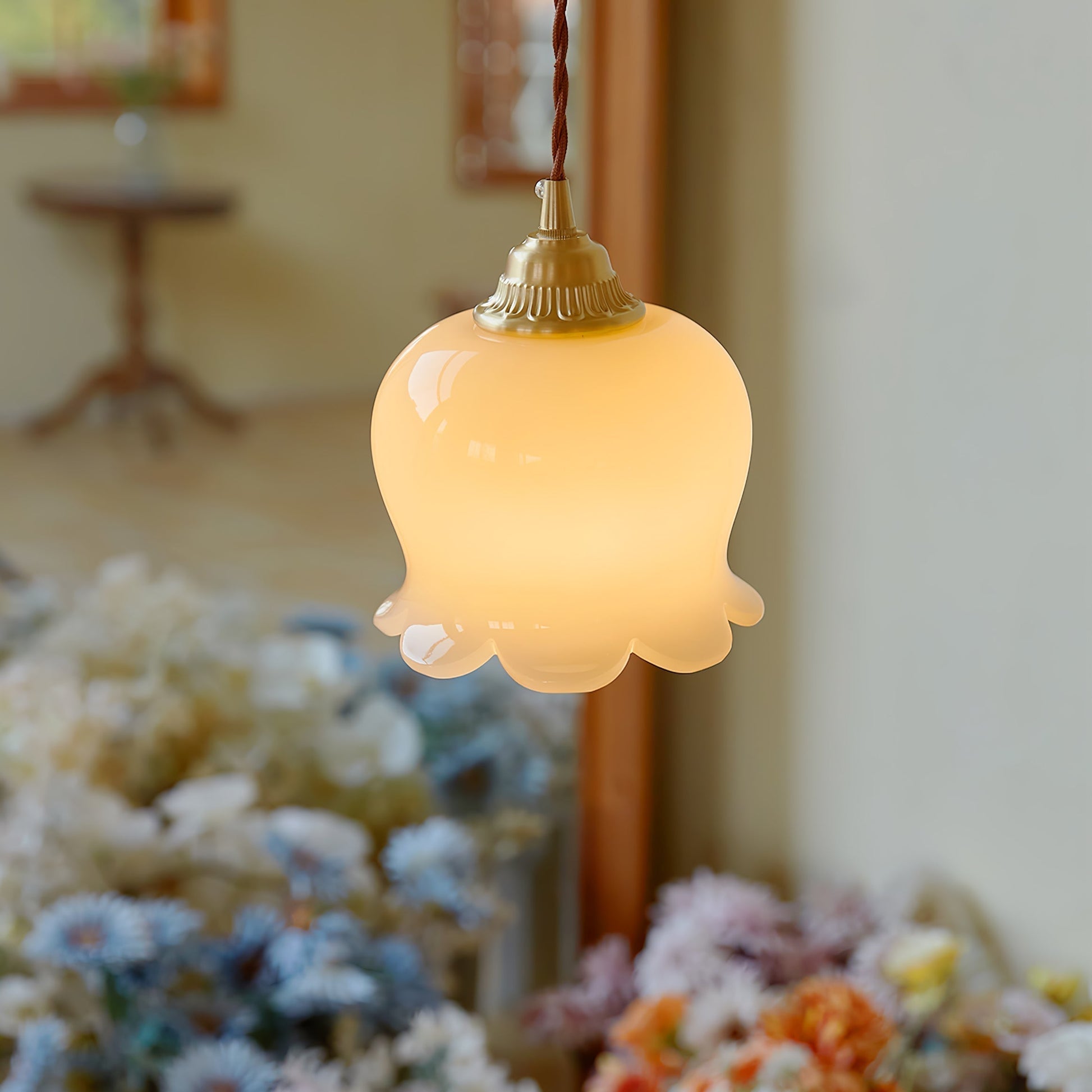 Nature's Glow | Pendant Lamp with Adjustable Height & Floral Design | Elegant Lighting for Serene Ambiance 1