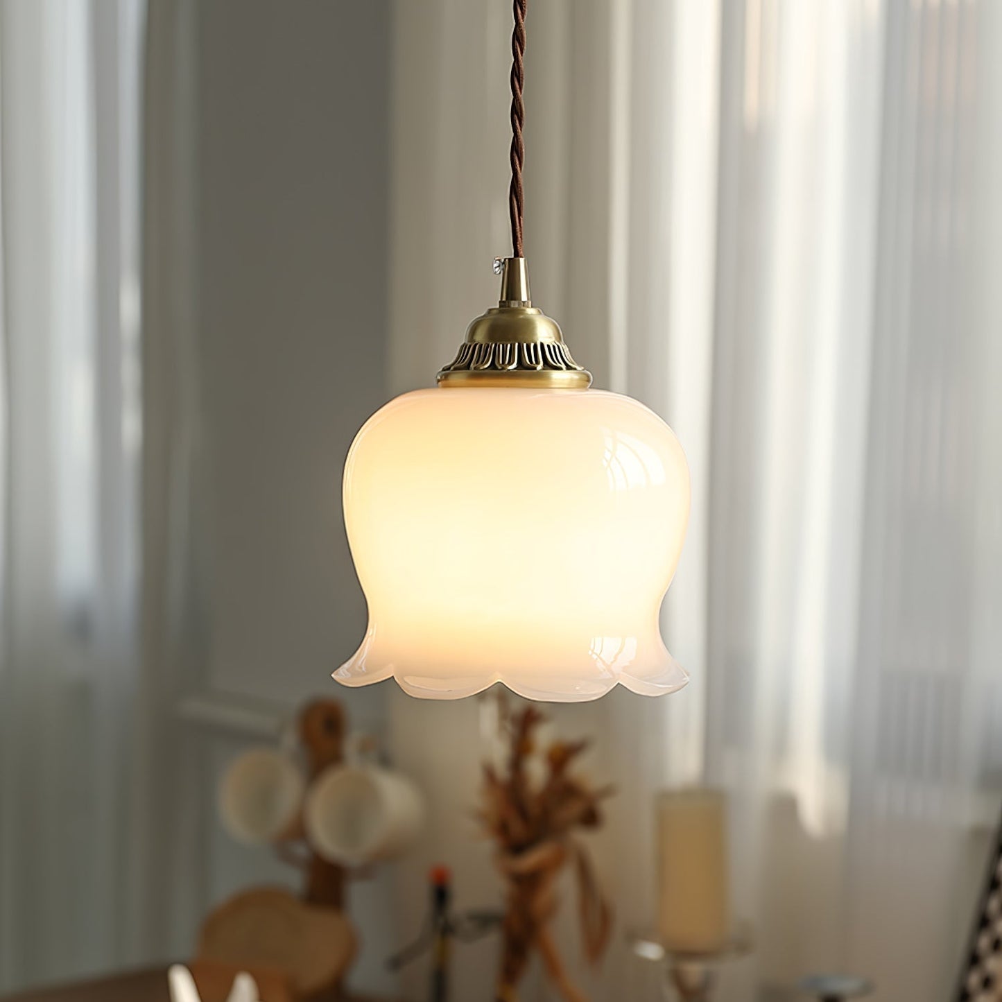 Nature's Glow | Pendant Lamp with Adjustable Height & Floral Design | Elegant Lighting for Serene Ambiance 2