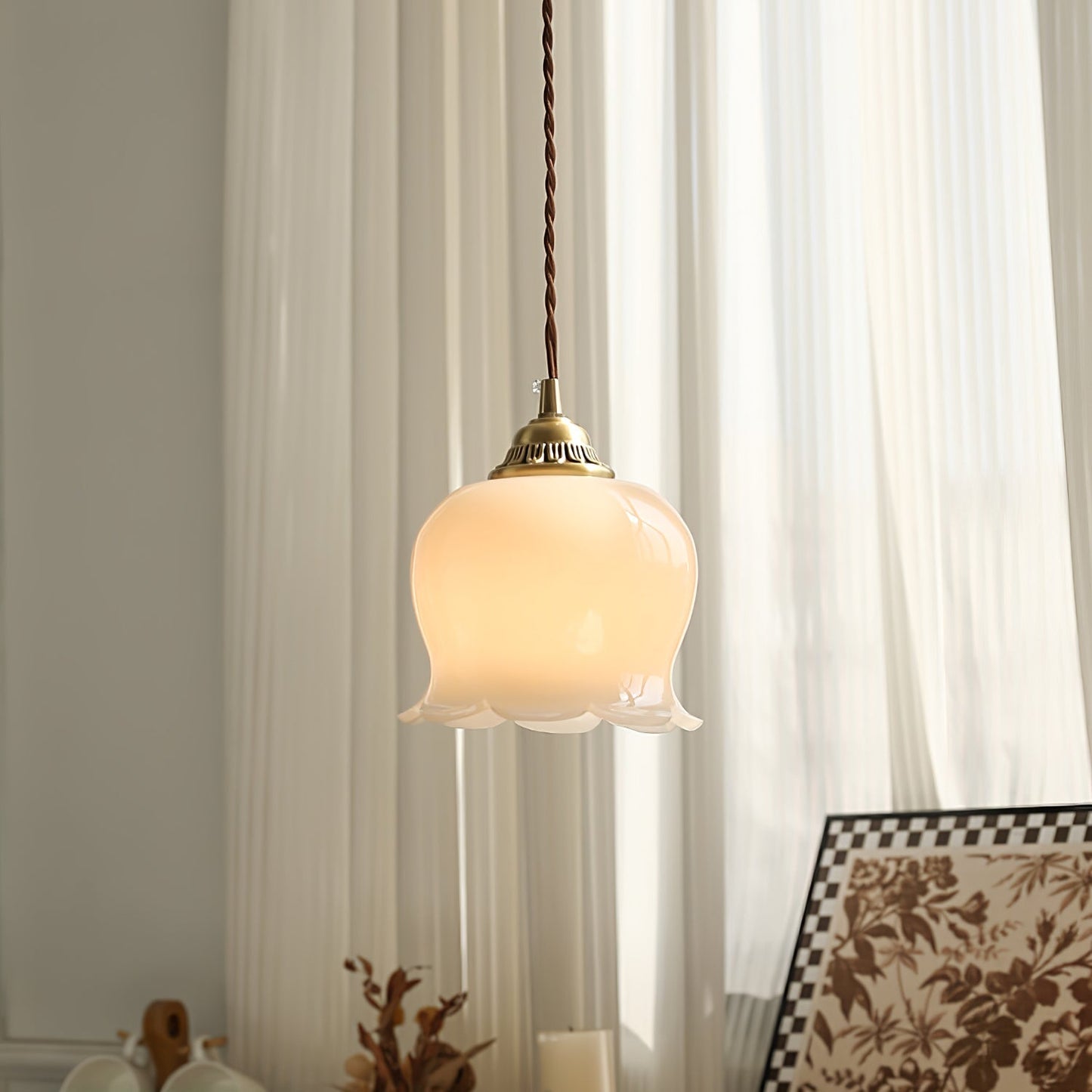 Nature's Glow | Pendant Lamp with Adjustable Height & Floral Design | Elegant Lighting for Serene Ambiance 8