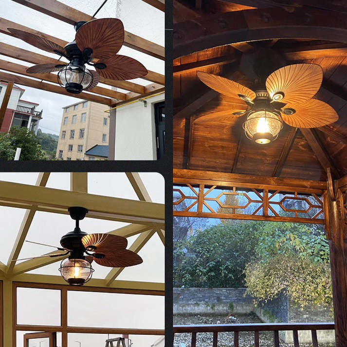 Nocturna | Elegant Vintage Black Outdoor Ceiling Fan with Lights 4