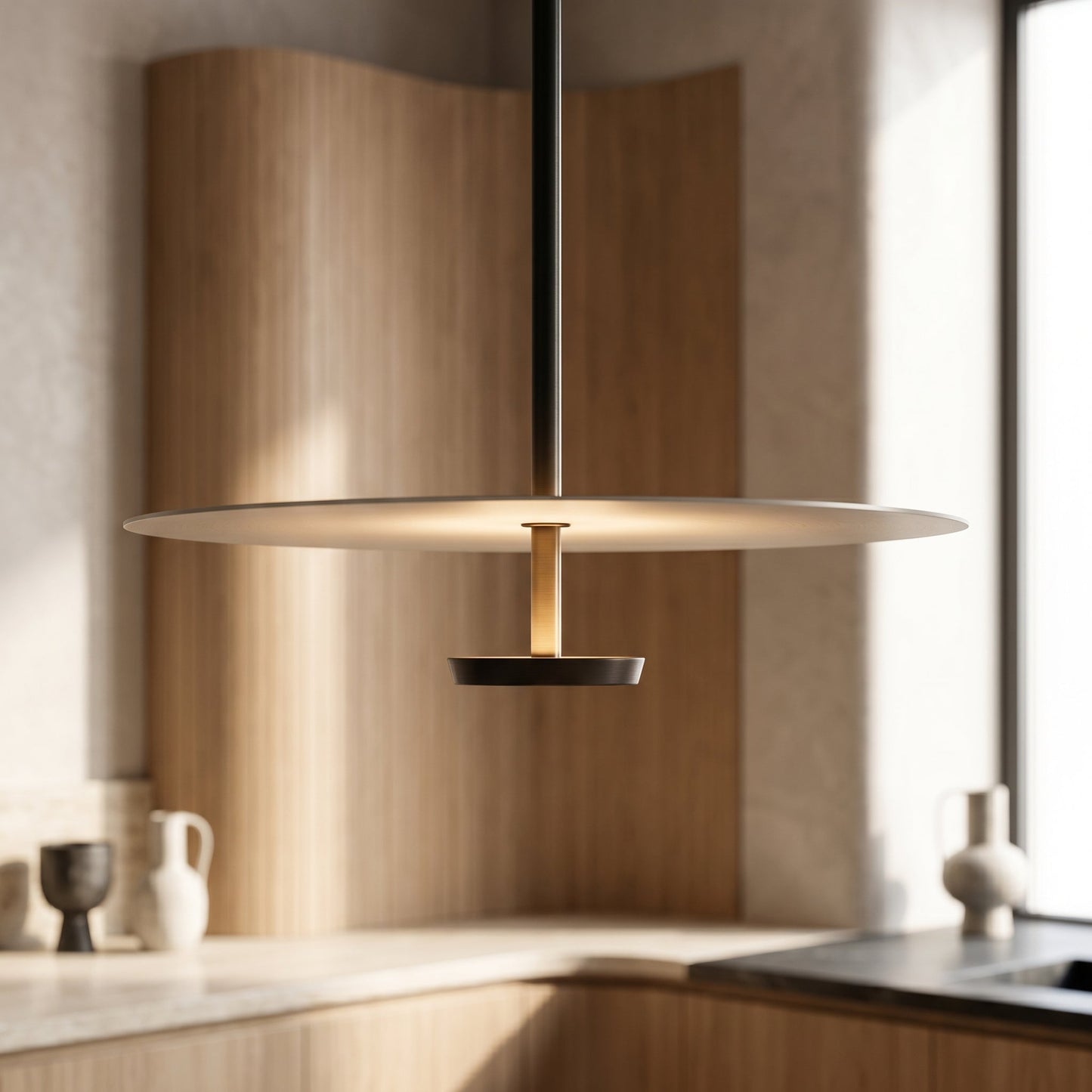 Nordic Collection | Black Pendant Light Fixture with Layered Disc Design | Soft Downward Illumination for Modern Spaces 1