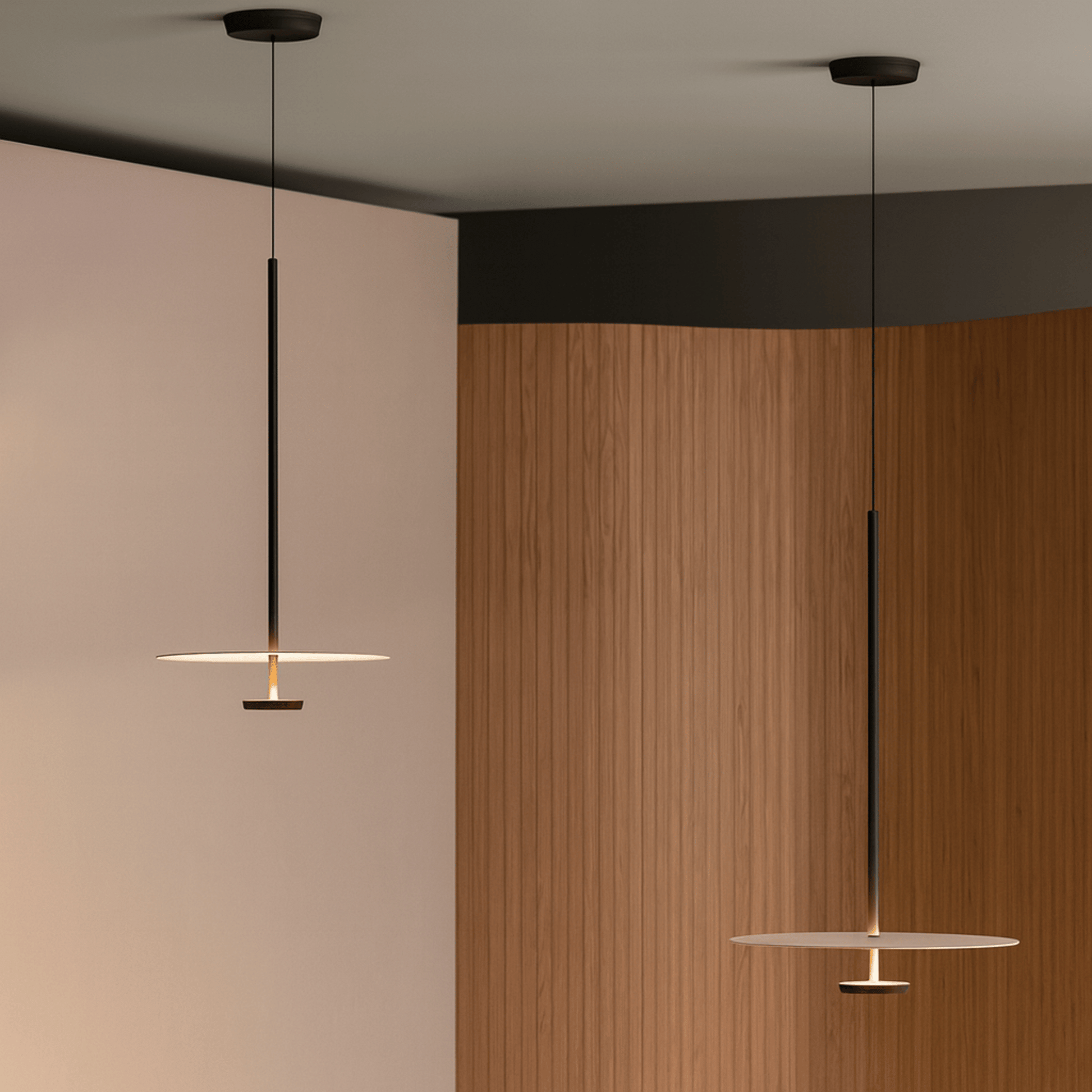 Nordic Collection | Black Pendant Light Fixture with Layered Disc Design | Soft Downward Illumination for Modern Spaces 6