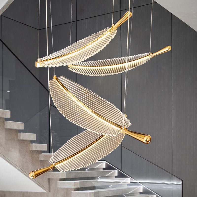 Nordic Luxury | Pendant Light with Leaf Design & Adjustable Height | Elegant Fixture for Living Room and Hotel 0