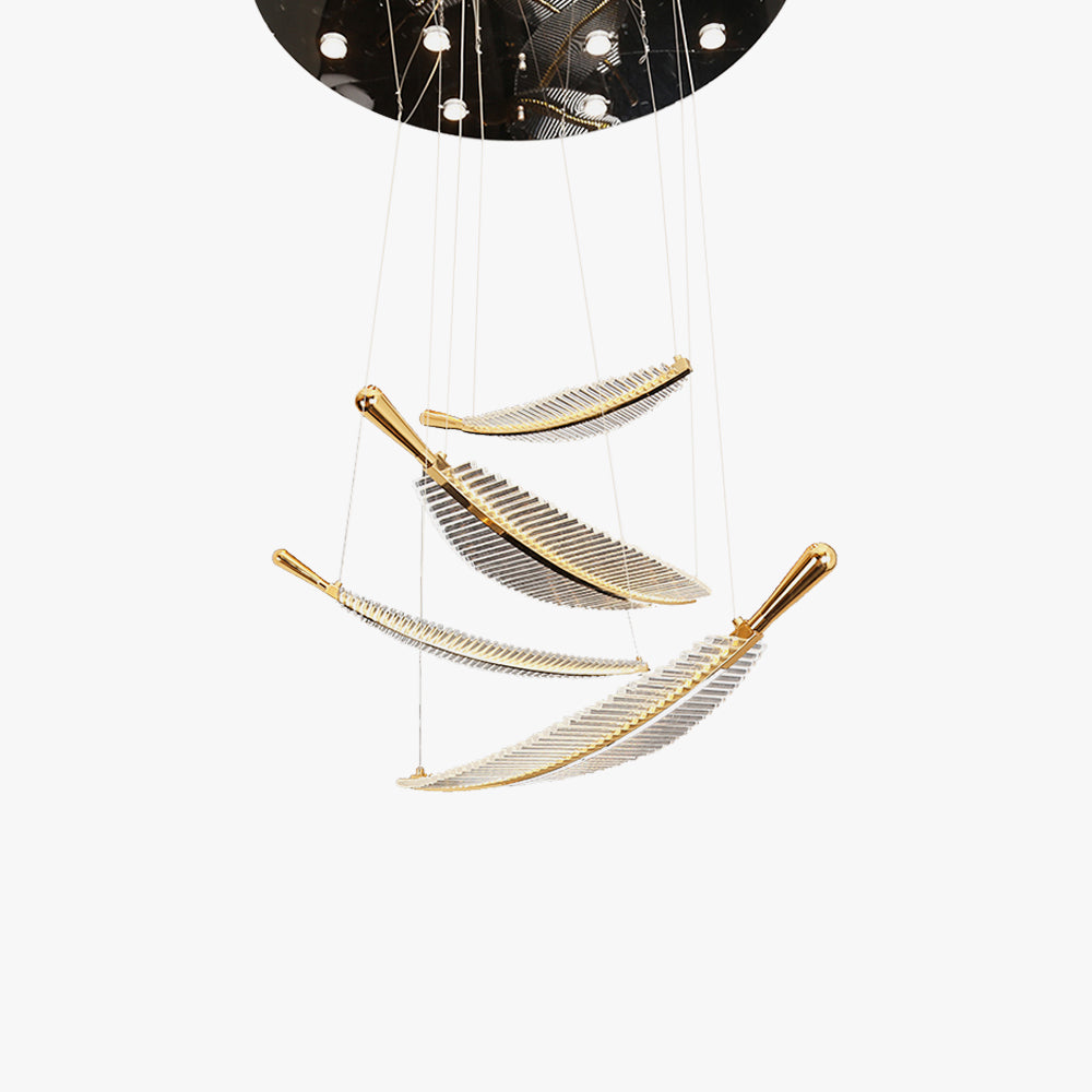 Nordic Luxury | Pendant Light with Leaf Design & Adjustable Height | Elegant Fixture for Living Room and Hotel 1