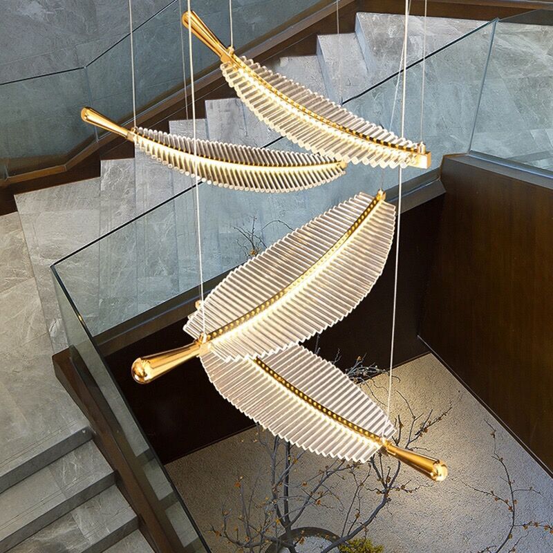 Nordic Luxury | Pendant Light with Leaf Design & Adjustable Height | Elegant Fixture for Living Room and Hotel 2