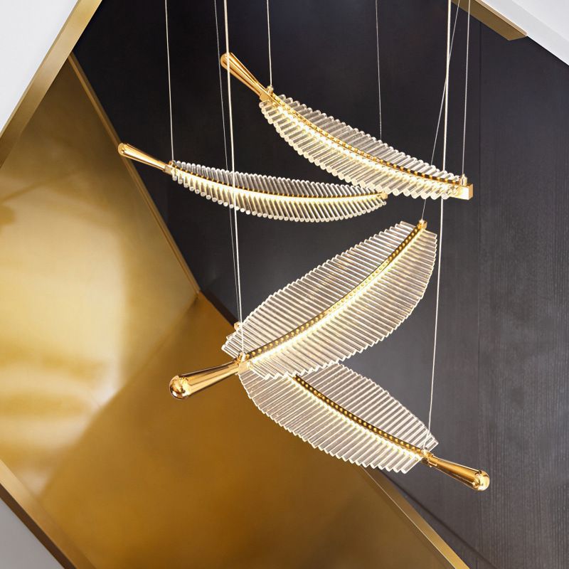 Nordic Luxury | Pendant Light with Leaf Design & Adjustable Height | Elegant Fixture for Living Room and Hotel 4