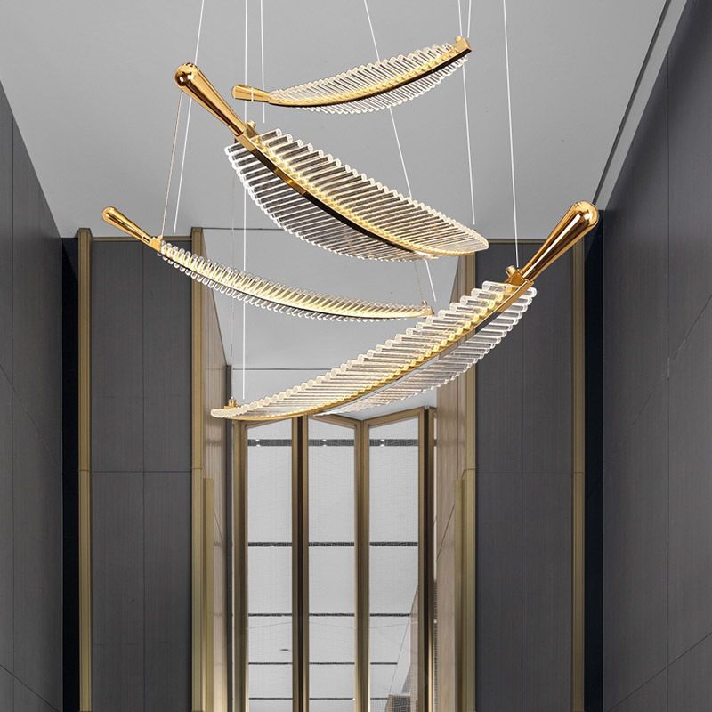 Nordic Luxury | Pendant Light with Leaf Design & Adjustable Height | Elegant Fixture for Living Room and Hotel 5