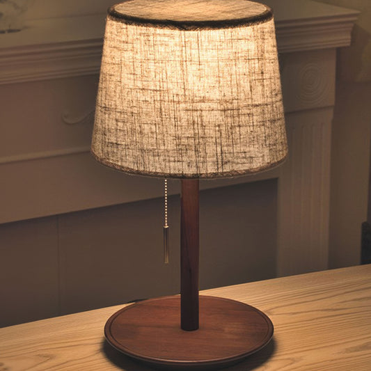 Nordic Walnut Floor Lamp with Elegant Fabric Shade & Soft LED Light for Cozy Ambiance 0