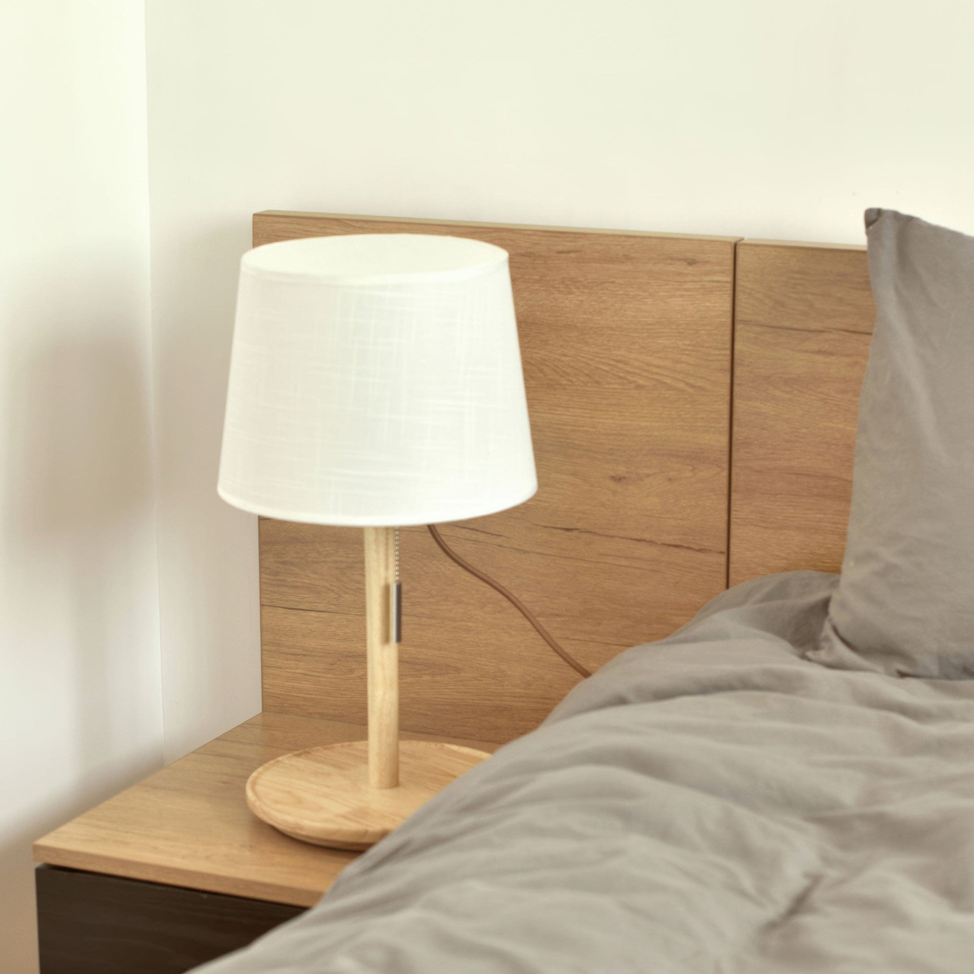 Nordic Walnut Floor Lamp with Elegant Fabric Shade & Soft LED Light for Cozy Ambiance 2