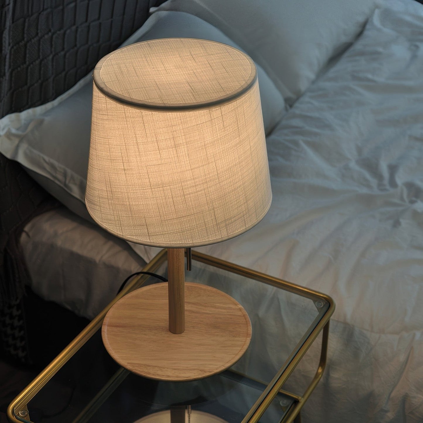 Nordic Walnut Floor Lamp with Elegant Fabric Shade & Soft LED Light for Cozy Ambiance 3