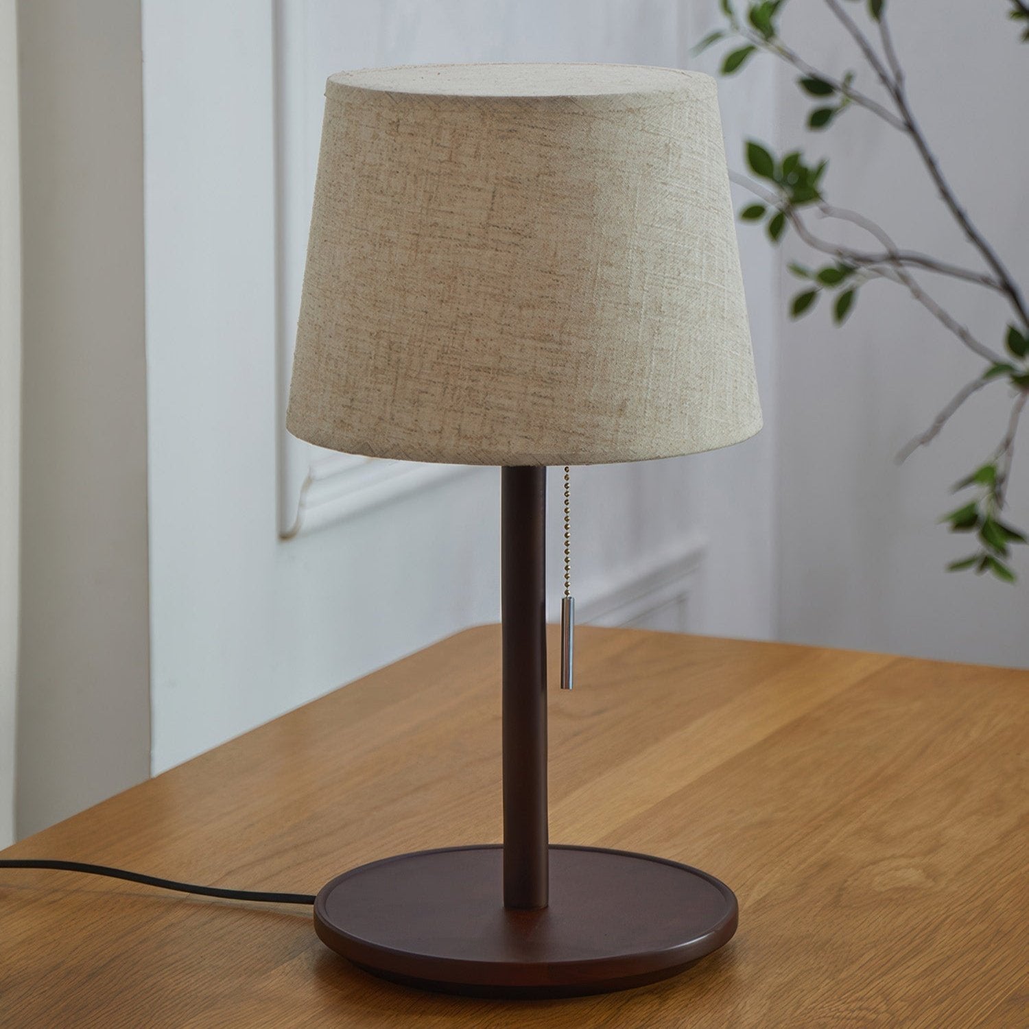 Nordic Walnut Floor Lamp with Elegant Fabric Shade & Soft LED Light for Cozy Ambiance 8