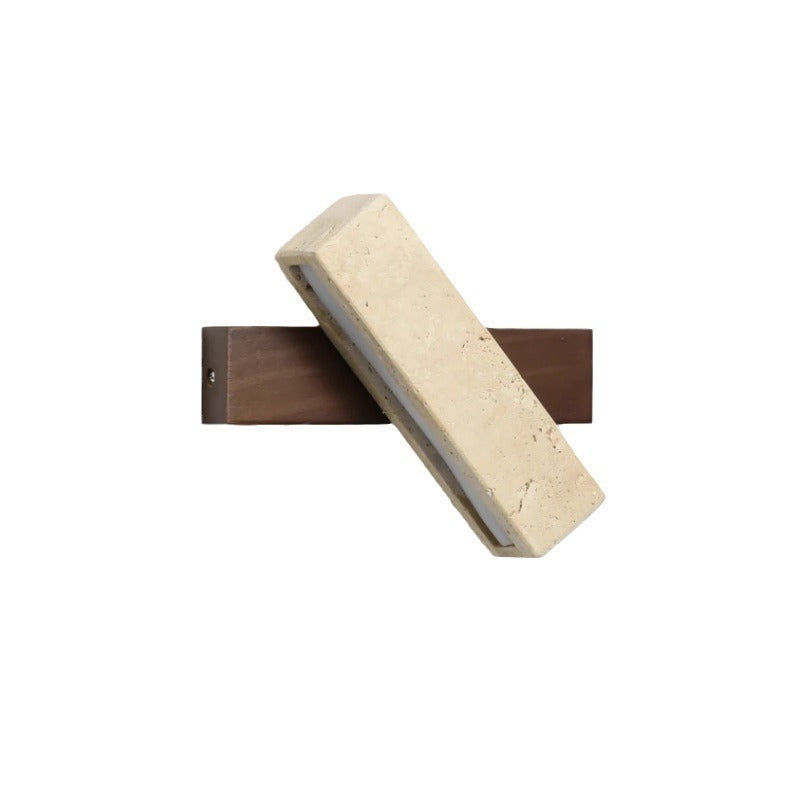 Zaid Travertine & Wood Adjustable Wall Lamp | Wood or Walnut