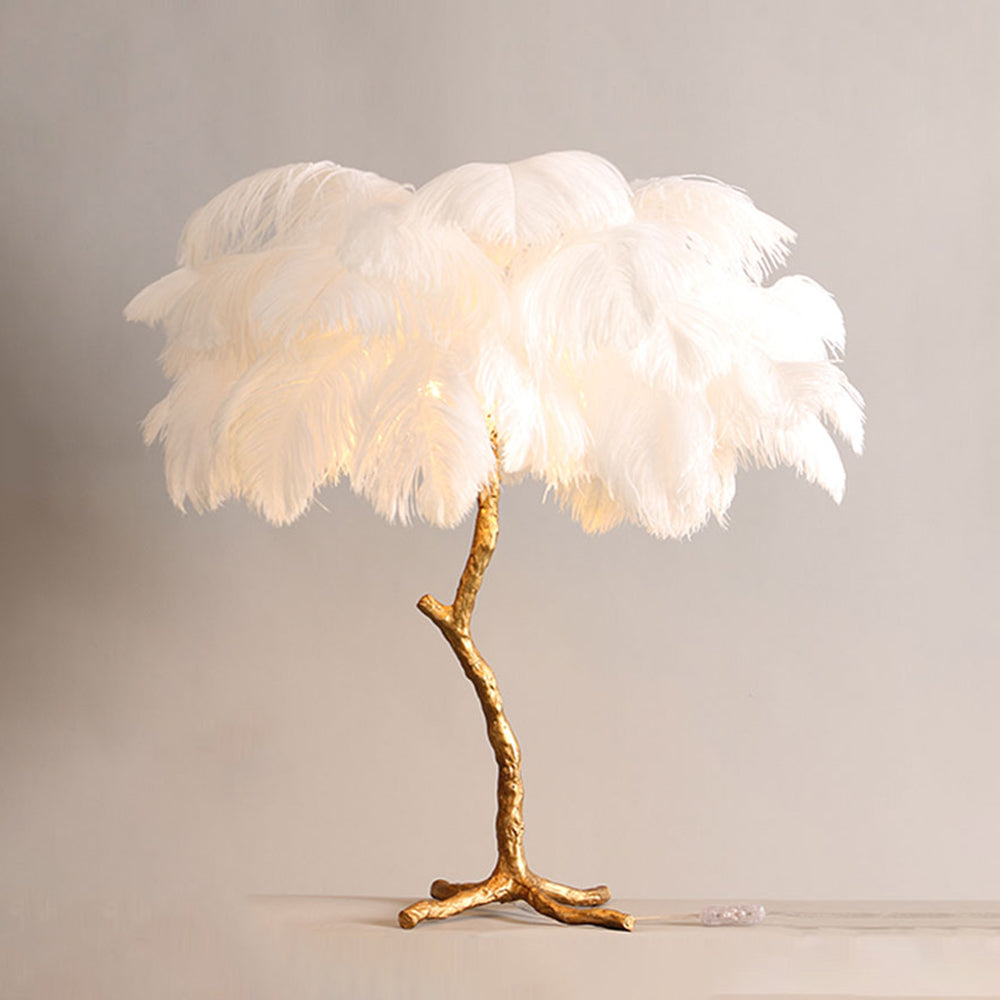 O'Moore | Nordic Luxury Floor/Table Lamp with Unique Ostrich Feather Shade | Elegant Lighting for Living Spaces 0