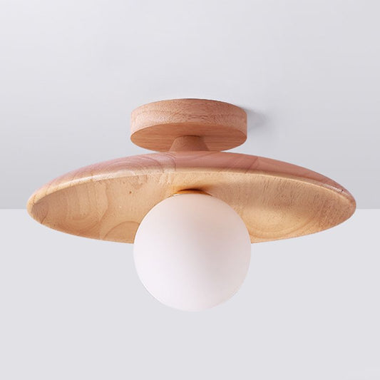 Oaki | Flush Mount Ceiling Light with Unique Bubble Design | Elegant Wood and Glass Fixture for Timeless Charm 0