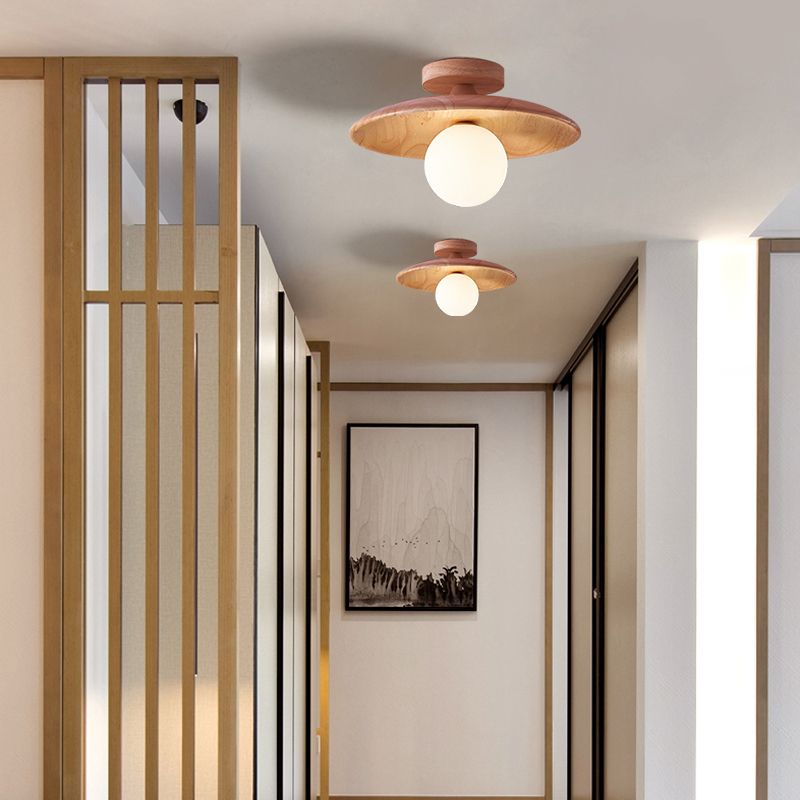 Oaki | Flush Mount Ceiling Light with Unique Bubble Design | Elegant Wood and Glass Fixture for Timeless Charm 2