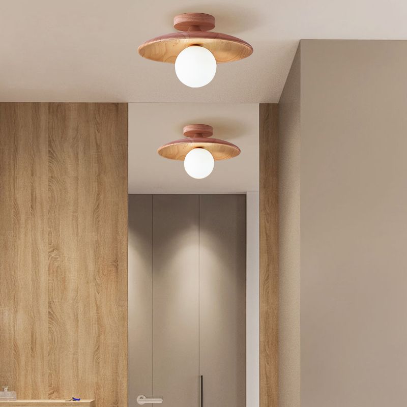 Oaki | Flush Mount Ceiling Light with Unique Bubble Design | Elegant Wood and Glass Fixture for Timeless Charm 4