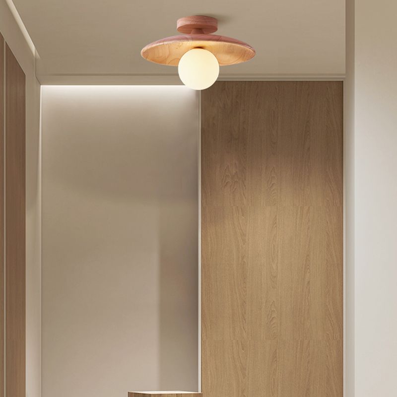 Oaki | Flush Mount Ceiling Light with Unique Bubble Design | Elegant Wood and Glass Fixture for Timeless Charm 5