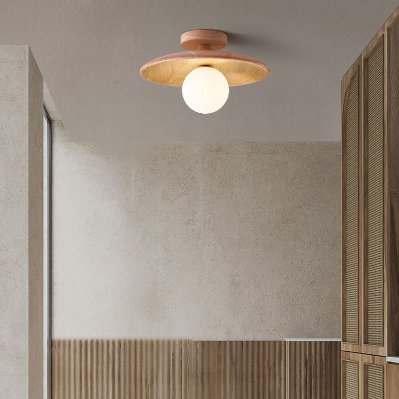 Oaki | Flush Mount Ceiling Light with Unique Bubble Design | Elegant Wood and Glass Fixture for Timeless Charm 7