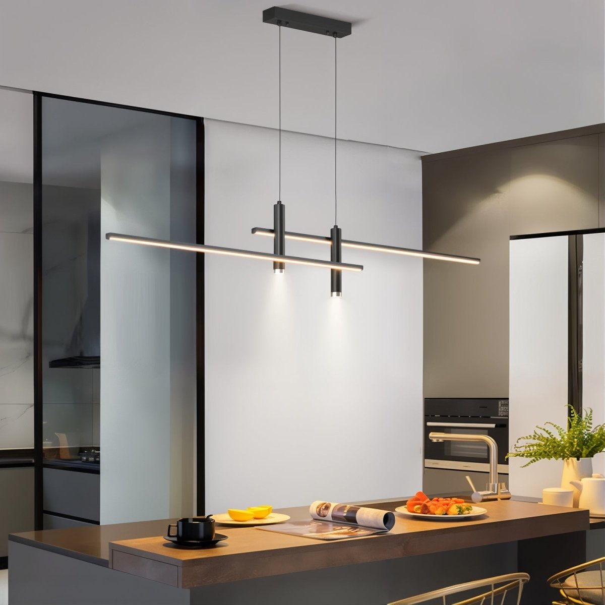 Otto Collection | LED Linear Pendant Light with Adjustable Suspension Cables | Modern Design for Elegant Illumination 8