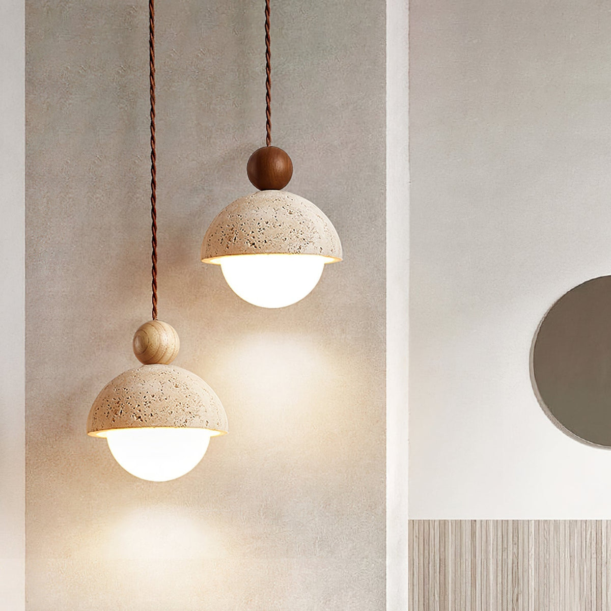 Aria Pendant Light Travertine Dome Glass