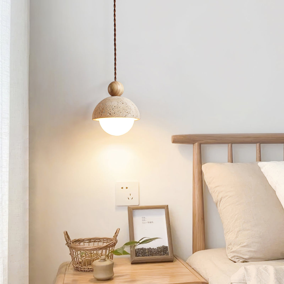 Aria Pendant Light Travertine Dome Glass