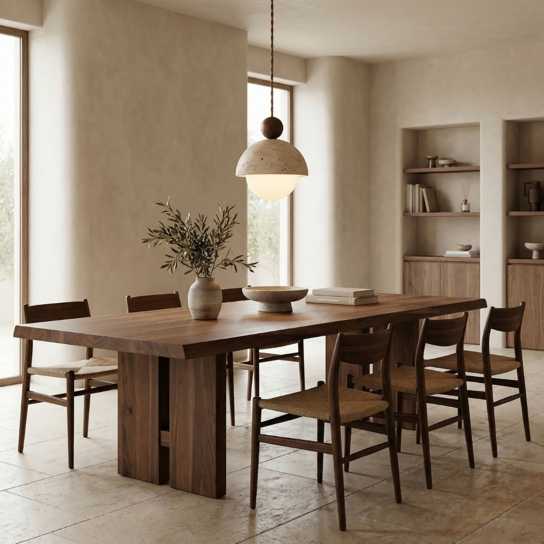 Palermo | Pendant Light with Handcrafted Travertine Dome & Glass Globe | Elegant Illumination for Modern Spaces 1