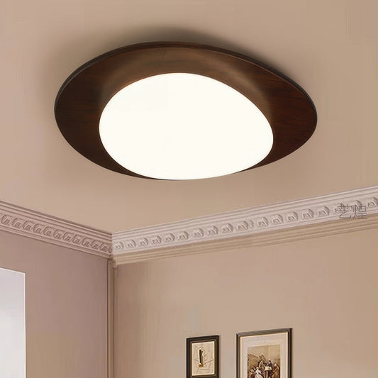 PebbleGlow | Elegant Natural Wood Grain Flush Mount Ceiling Light 0