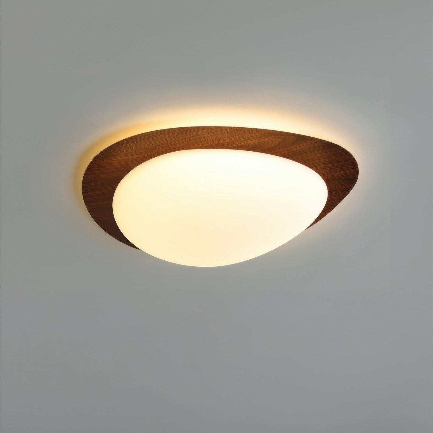 PebbleGlow | Elegant Natural Wood Grain Flush Mount Ceiling Light 1