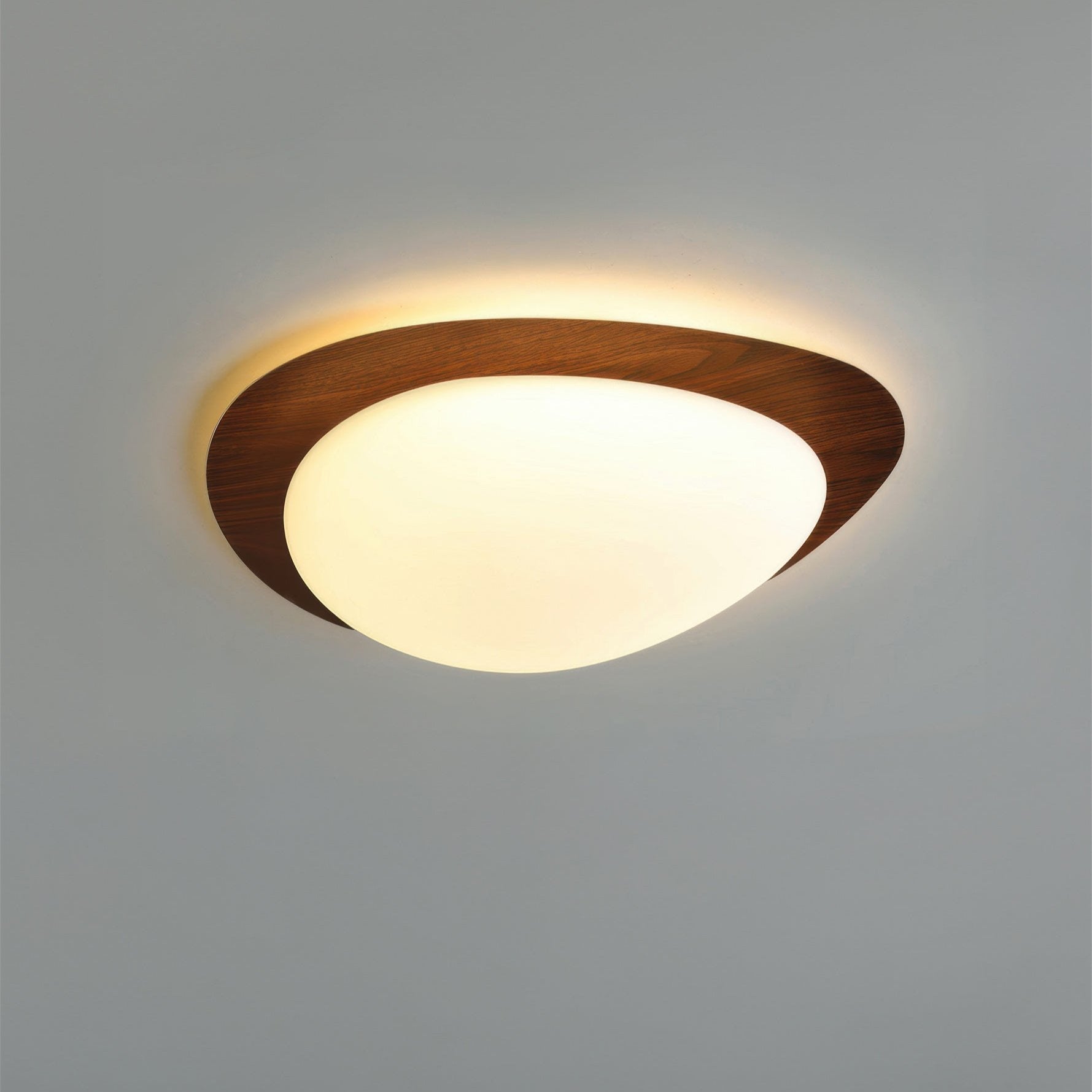 PebbleGlow | Elegant Natural Wood Grain Flush Mount Ceiling Light 1
