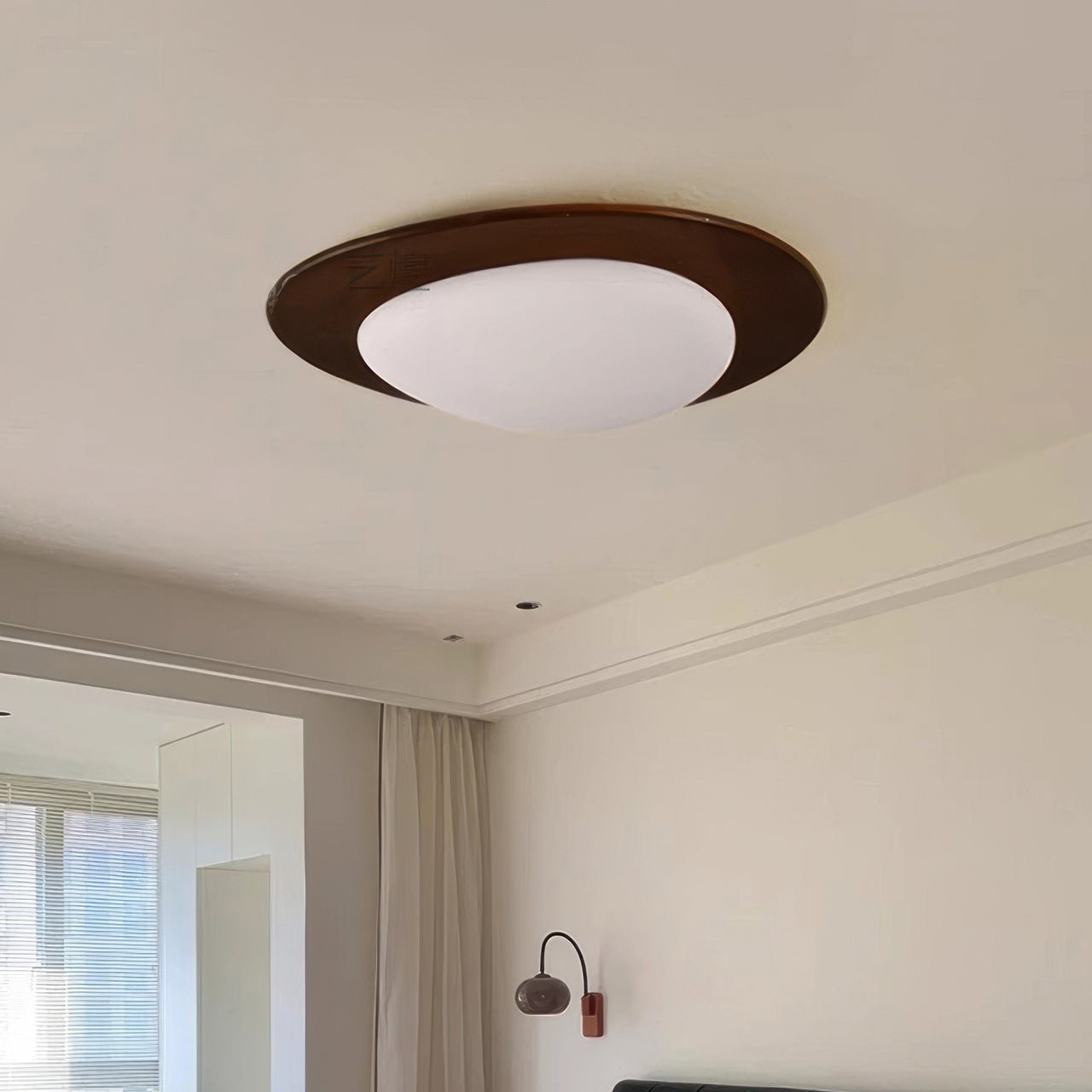 PebbleGlow | Elegant Natural Wood Grain Flush Mount Ceiling Light 4
