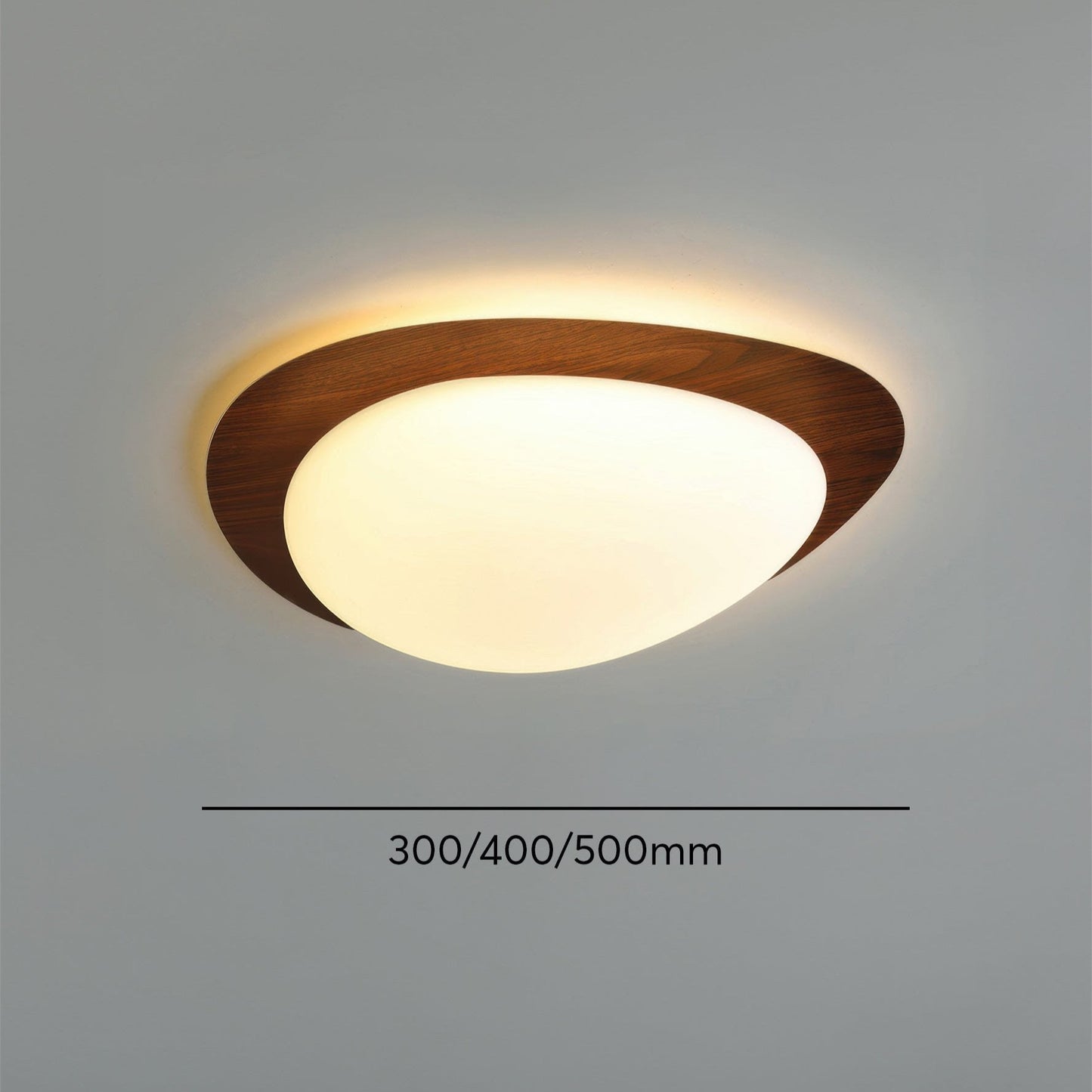 PebbleGlow | Elegant Natural Wood Grain Flush Mount Ceiling Light 8
