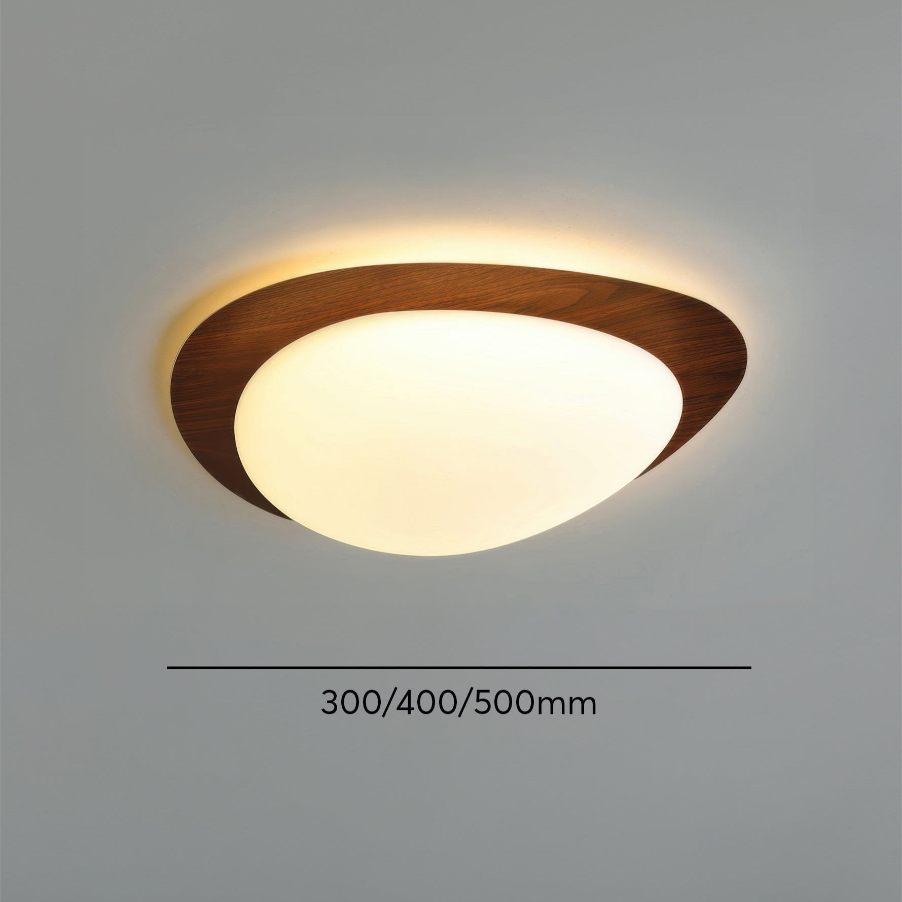 PebbleGlow | Elegant Natural Wood Grain Flush Mount Ceiling Light 8