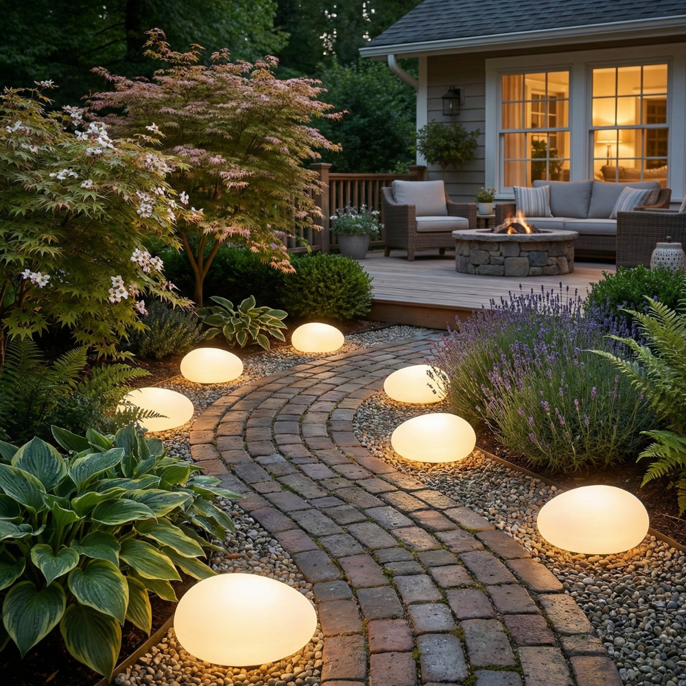 Pebble Glow | Solar Landscape Light with Natural Stone Design | Weather-Resistant Outdoor Illumination for Effortless Ambiance 4