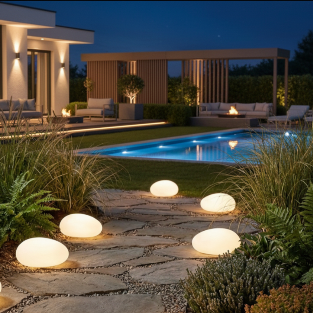 Pebble Glow | Solar Landscape Light with Natural Stone Design | Weather-Resistant Outdoor Illumination for Effortless Ambiance 7